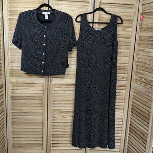 VINTAGE Ronni Nicole 2 Black/Purple Sleeveless Dress with Button-Up Top Size 2X